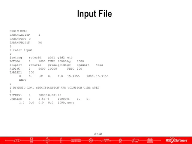 Input File BEGIN BULK PARAM LGDISP 1 PARAM POST 0 PARAM PRGPST NO