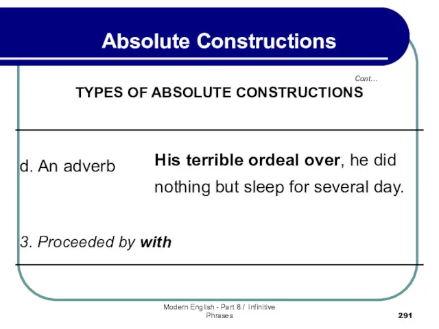 Modern English - Part 8 / Infinitive Phrases Cont… Absolute