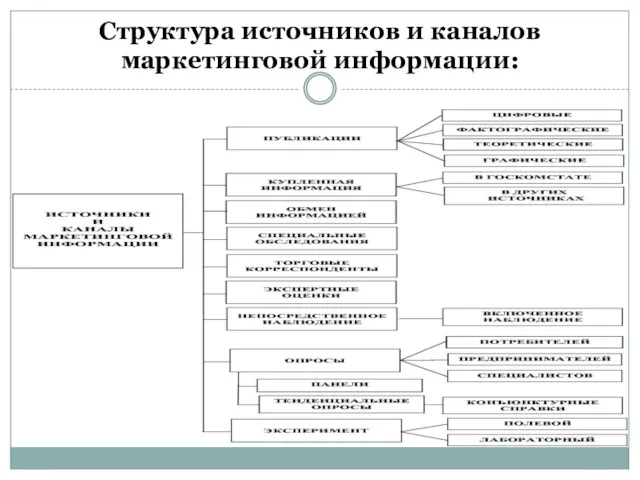 Структура источников и каналов маркетинговой информации: