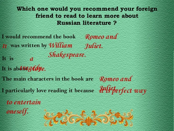 Which one would you recommend your foreign friend to read