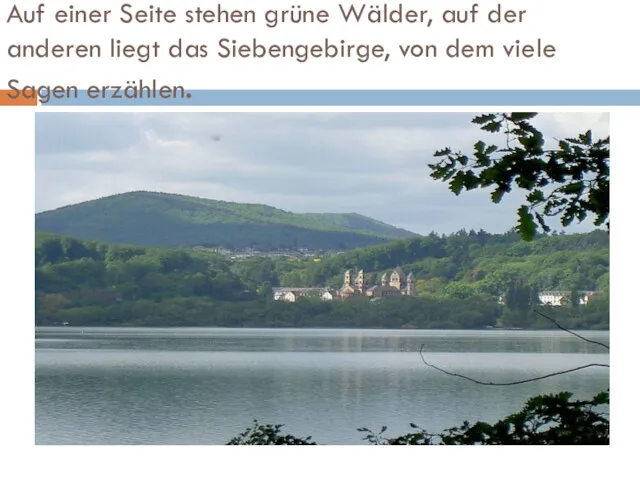 Auf einer Seite stehen grüne Wälder, auf der anderen liegt