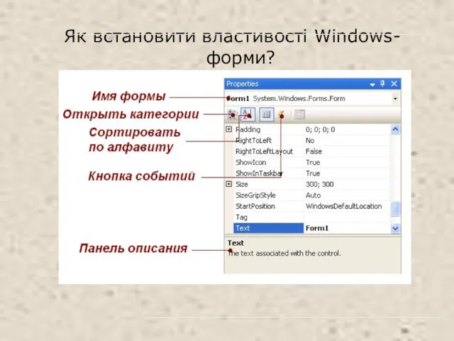 Як встановити властивості Windows-форми?