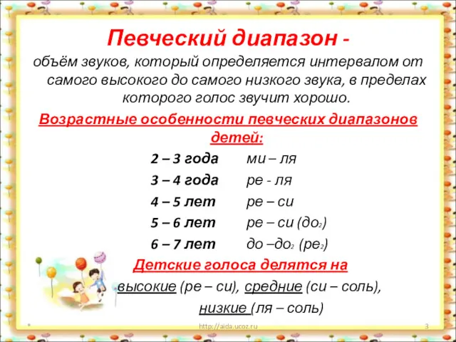 Певческий диапазон - объём звуков, который определяется интервалом от самого высокого до самого