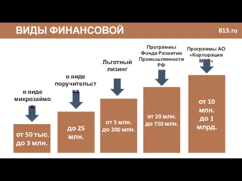 ВИДЫ ФИНАНСОВОЙ ПОДДЕРЖКИ 813.ru от 50 тыс. до 3 млн.