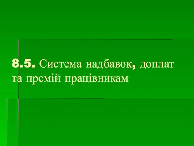 8.5. Система надбавок, доплат та премій працівникам