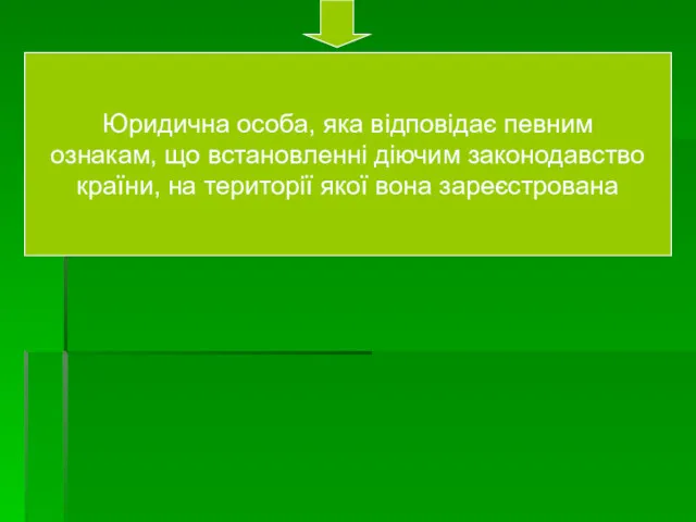 Юридична особа, яка відповідає певним ознакам, що встановленні діючим законодавство країни, на території якої вона зареєстрована