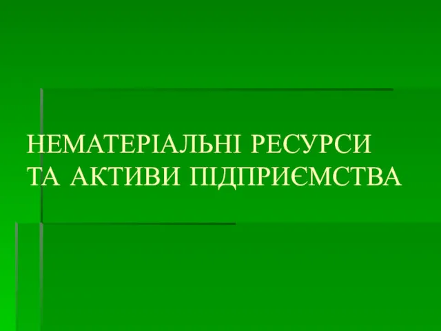 НЕМАТЕРІАЛЬНІ РЕСУРСИ ТА АКТИВИ ПІДПРИЄМСТВА