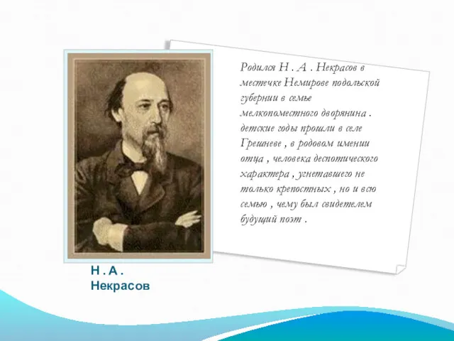 Н . А .Некрасов Родился Н . А . Некрасов