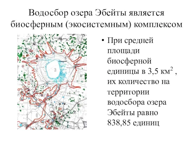 Водосбор озера Эбейты является биосферным (экосистемным) комплексом При средней площади