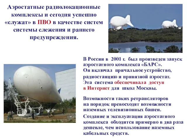 Аэростатные радиолокационные комплексы и сегодня успешно «служат» в ПВО в