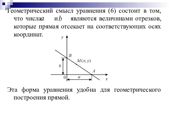 Геометрический смысл уравнения (6) состоит в том, что числа и
