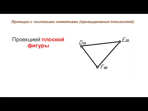 Проекции с числовыми отметками (проецирование плоскостей) Проекцией плоской фигуры