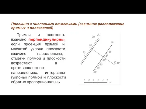 Проекции с числовыми отметками (взаимное расположение прямых и плоскостей) Прямая