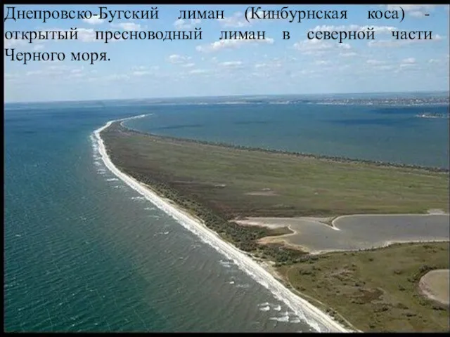 Днепровско-Бугский лиман (Кинбурнская коса) - открытый пресноводный лиман в северной части Черного моря.