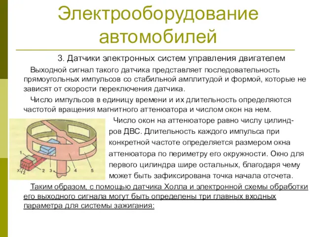 Электрооборудование автомобилей 3. Датчики электронных систем управления двигателем Выходной сигнал