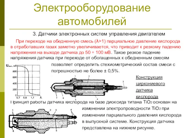 Электрооборудование автомобилей 3. Датчики электронных систем управления двигателем При переходе