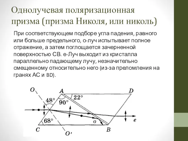 При соответствующем подборе угла падения, равного или больше предельного, о-луч