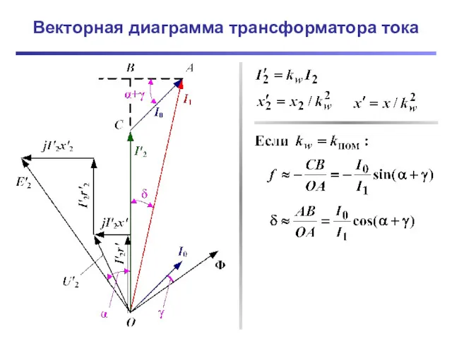 Векторная диаграмма трансформатора тока