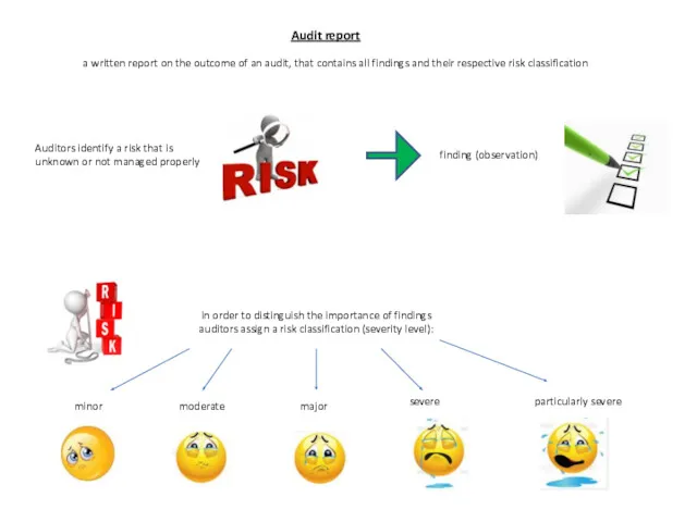 Audit report a written report on the outcome of an