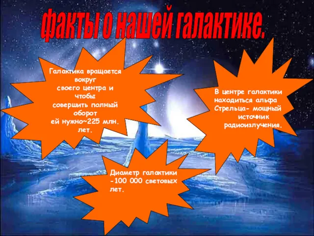 факты о нашей галактике. Галактика вращается вокруг своего центра и чтобы совершить полный