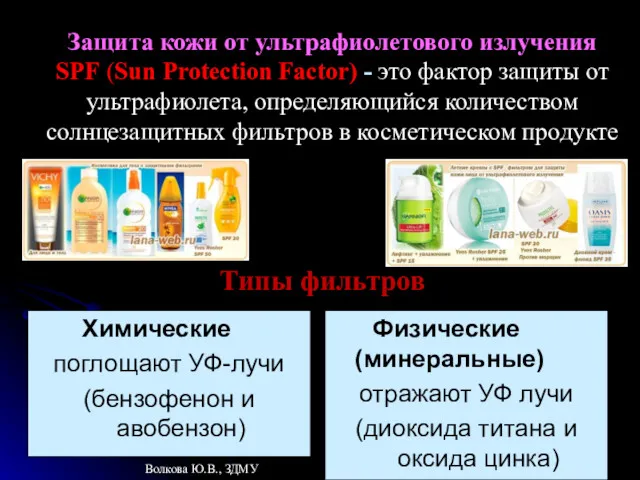 Защита кожи от ультрафиолетового излучения SPF (Sun Protection Factor) -