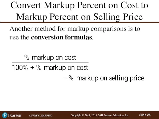 Convert Markup Percent on Cost to Markup Percent on Selling