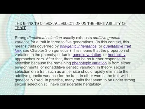 The Effects of Sexual Selection on the Heritability of Trait