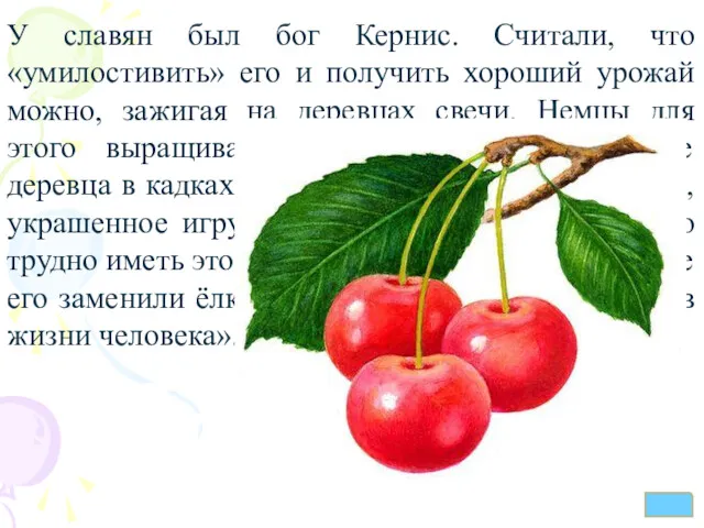 У славян был бог Кернис. Считали, что «умилостивить» его и получить хороший урожай