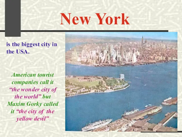 New York is the biggest city in the USA. American