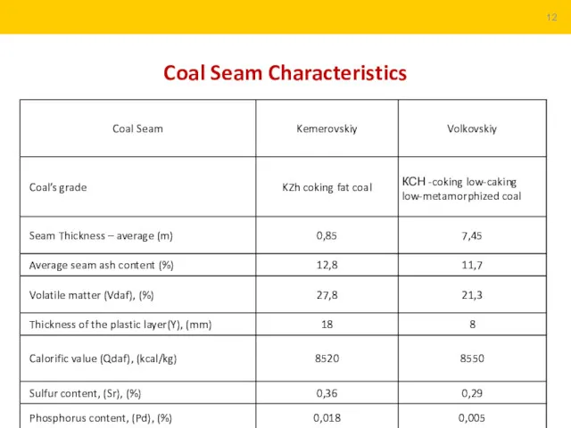 Coal Seam Characteristics 12