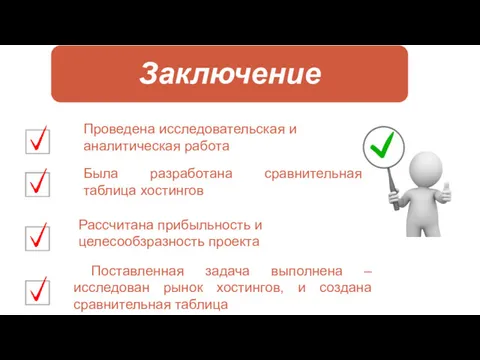 Поставленная задача выполнена – исследован рынок хостингов, и создана сравнительная