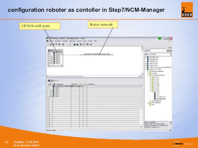 configuration roboter as contoller in Step7/NCM-Manager
