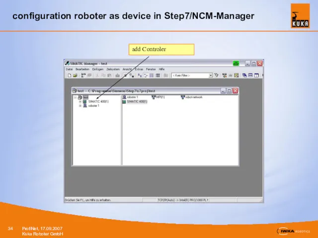 configuration roboter as device in Step7/NCM-Manager