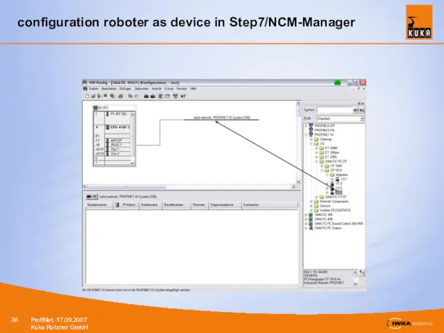 configuration roboter as device in Step7/NCM-Manager