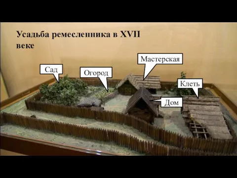 Усадьба ремесленника в XVII веке Огород Сад Дом Мастерская Клеть