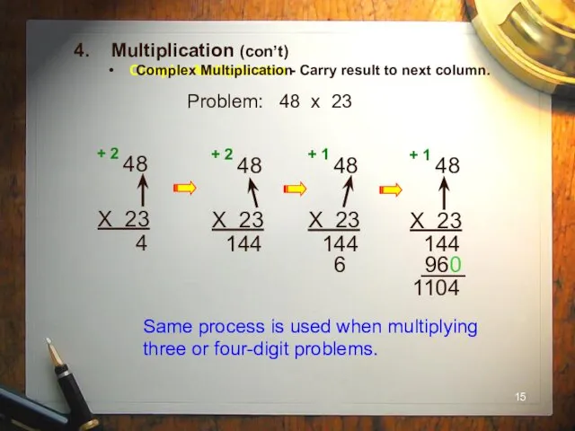 Complex Multiplication - Carry result to next column. Complex Multiplication
