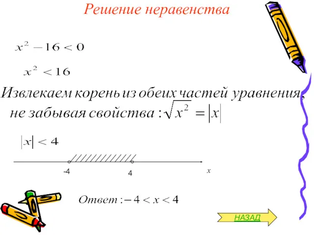 Решение неравенства -4 4 х НАЗАД