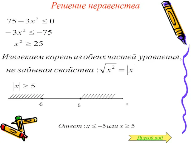 Решение неравенства -5 5 х Другой вид