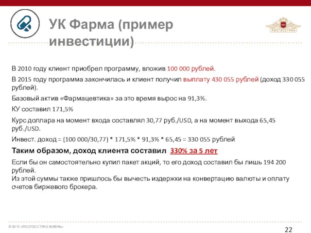 В 2010 году клиент приобрел программу, вложив 100 000 рублей.