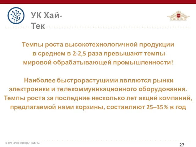 Темпы роста высокотехнологичной продукции в среднем в 2-2,5 раза превышают