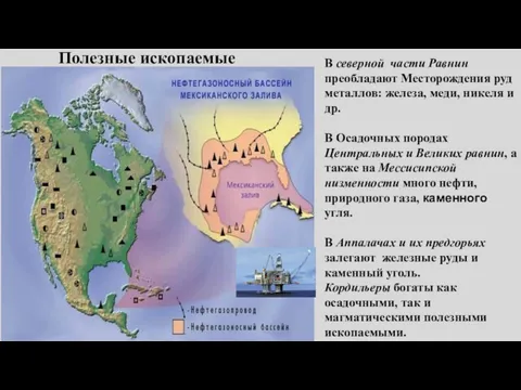 В северной части Равнин преобладают Месторождения руд металлов: железа, меди,