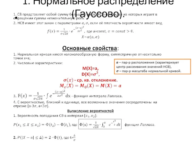 1. Нормальное распределение (Гауссово).