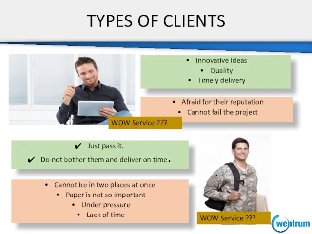 TYPES OF CLIENTS Just pass it. Do not bother them