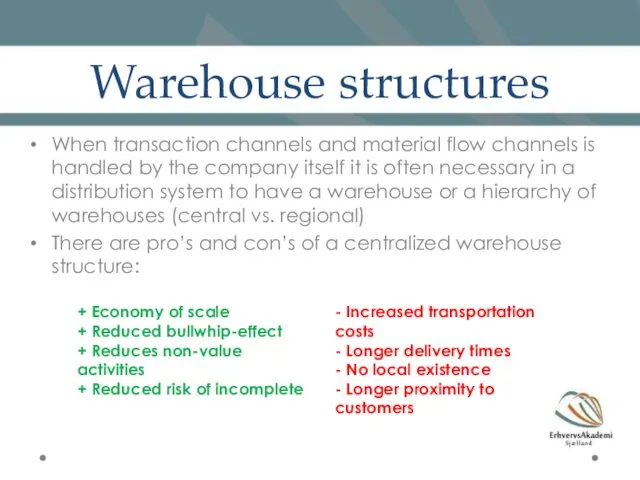 Warehouse structures When transaction channels and material flow channels is