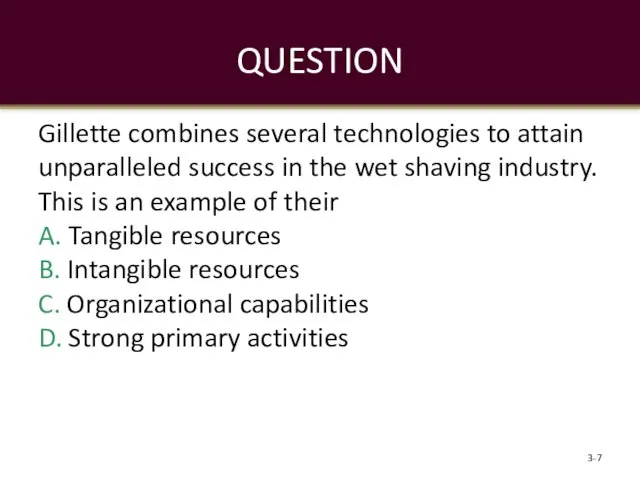 QUESTION Gillette combines several technologies to attain unparalleled success in