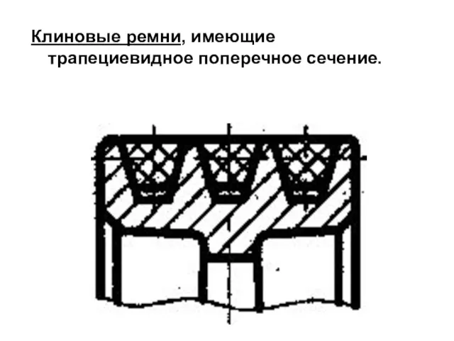 Клиновые ремни, имеющие трапециевидное поперечное сечение.