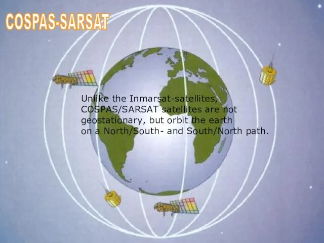 COSPAS-SARSAT Unlike the Inmarsat-satellites, COSPAS/SARSAT satellites are not geostationary, but