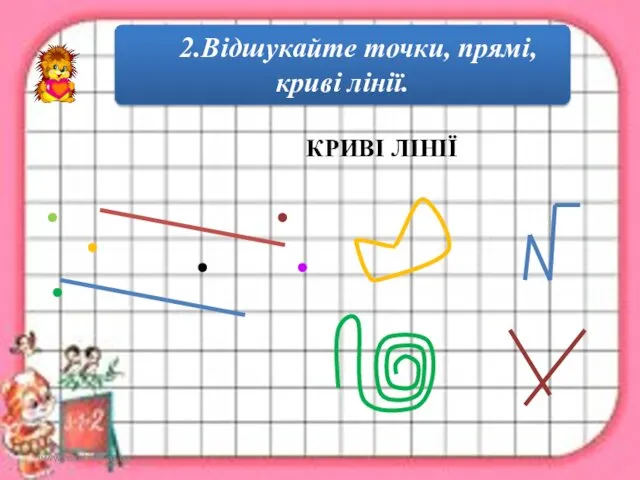 www.teach-inf.at.ua 2.Відшукайте точки, прямі, криві лінії. КРИВІ ЛІНІЇ