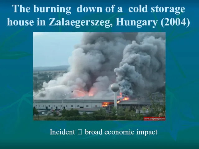 The burning down of a cold storage house in Zalaegerszeg, Hungary (2004) Incident