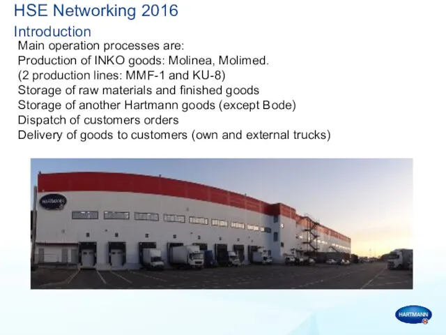 HSE Networking 2016 Introduction Main operation processes are: Production of
